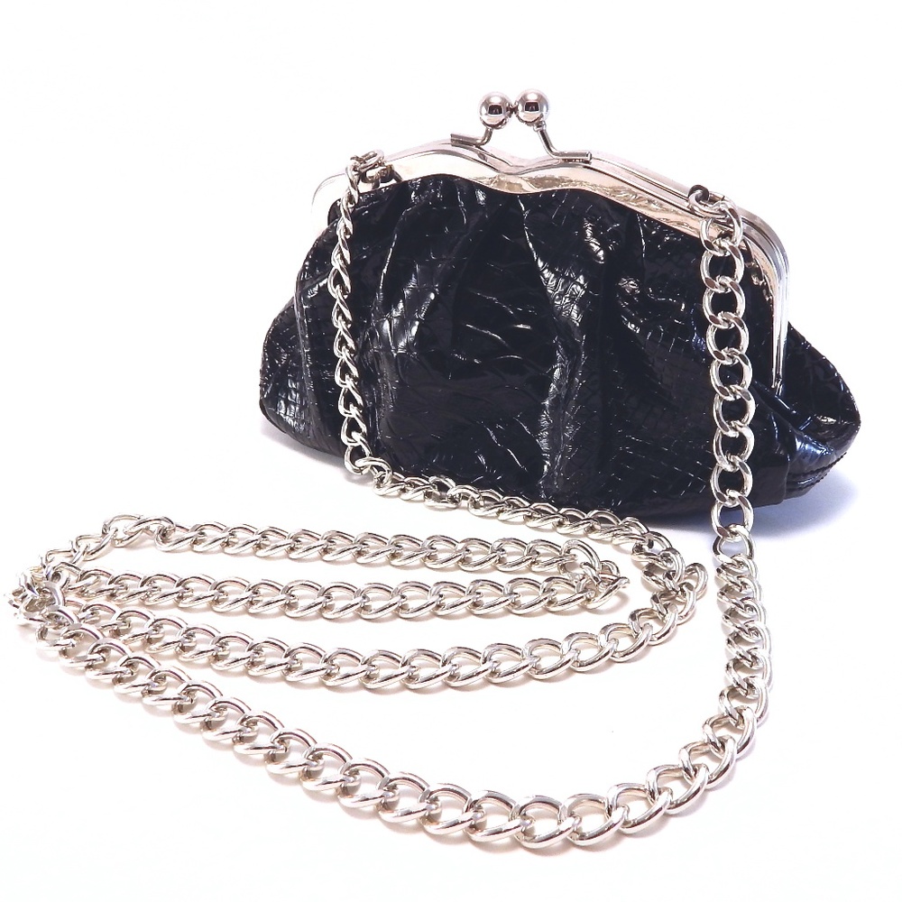black Apt 9 faux snakeskin chain shoulder bag